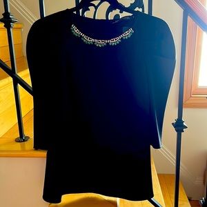 Zara Jewel embellished Pouf Sleeve Blouse size M NWT Perfect for holidays.